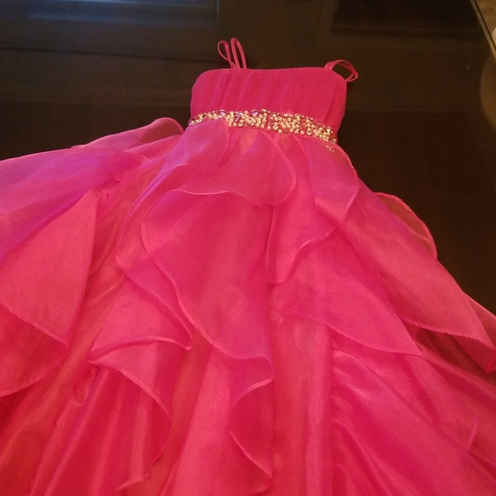 Hot pink formal pageant dress